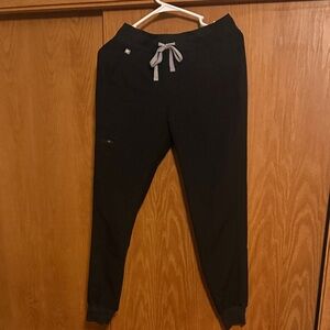 Black Jogger Pants with Gray Drawstring